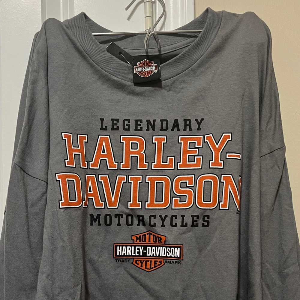 Harley-Davidson Mackinac Island Gray Long Sleeve with Orange Accents